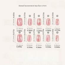20入組全尺寸手工製作的冰透粉貓眼美甲貼,新年煙花假美甲貼, 秋冬可拆卸按壓式貼指甲片,適用於女性手工裝飾 - 粉色 - 查看 6
