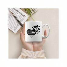 NJCHARMS 1個,美國國旗咖啡杯,11盎司陶瓷咖啡杯,蝴蝶圖案設計禮物給父親,夏日冬季飲品器具,生日禮物,節日禮物,聖誕禮物,新年禮物,情人節禮物 - 白色 - 查看 5