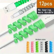 Protector De Cable De Datos De Silicona, Adecuado Para El Extremo Del Cable De Conexión Protector, Envoltura De Cable En Espiral Duradera Para Envoltorios De Cable Macho Y Hembra, Caja De Almacenamiento Para Protección De Cables De Datos En Dormitorio, Baño, Hogar, Oficina, Escritorio - Verde - Ver 2