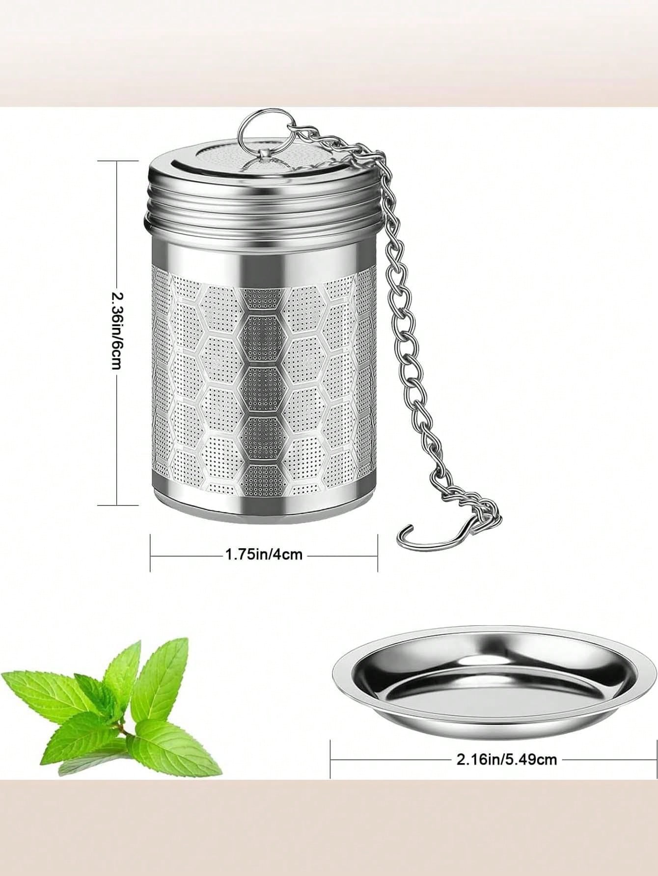 1pc Loose Tea Strainer, 304 Stainless Steel Tea Filter With Drip Tray