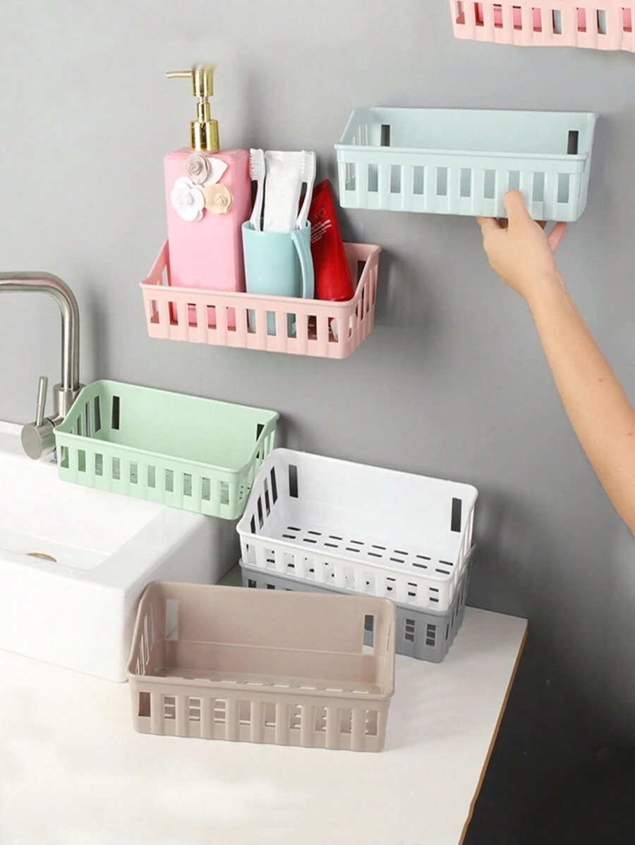 1pc Easy-Install Toilet Storage Rack - Convenient Bathroom Organizer With No-Drill Needed - Pink - View 1