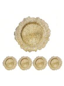 1pc Retro Bronze Tray, Photography Wedding Decoration Fruit Tray, High-End Tea Shop Or Flower Shop Display Tray - Gold - View 4