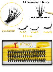 KIMCCI 60 Cluster Weiche Und Seidige 50d Schwarz Aufkleb-false Wimpern Für Augen Dekoration, Dicke 0,07, Locke C/d/dd, Länge 6-15 Mm