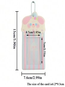 1pc Cute Cartoon Dog Card Holder, Pvc 3-Inch Card Case For Students - Blue - View 2