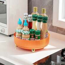 360 度旋轉廚房調味架收納盒醬醋香料收納盒,1 件 - 橘色 - 查看 1