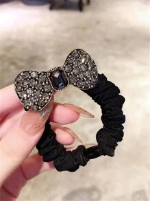 1pc Ladies' Vintage Style Crystal Rhinestone Bowknot Hair Tie, Hair Band, Hair Rope, Hair Elastic Band, Hair Accessories - Multicolor - View 10