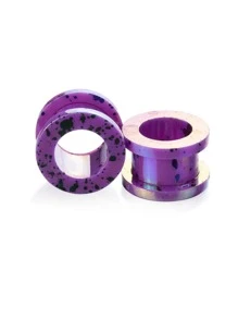 1pair Punk Style Colored Dot Acrylic Ear Gauge Plugs, Unisex For Everyday Wear, Party Or Work Days - Ear Dilation - View 50