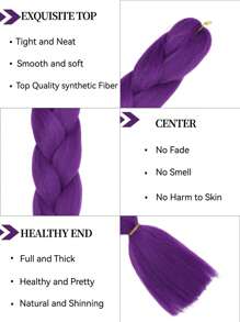 Pack Of 2 Large Purple Braiding Hair 24Inch Suitable For Women Daily Holidays And Cosplay Braided Wear Fashion Halloween And Christmas Synthetic Hair Crochet Hair Extensions Useful And Deft High Temperature Hair - Purple - View 4