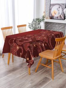 1入情人節紅酒杯和玫瑰花圖案印花桌布,愛的主題 - 多重色 - 查看 3