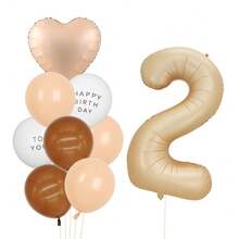 9pcs/Set Caramel Color Number Balloons (1-6) Birthday Party Decoration - Coffee Brown - View 4