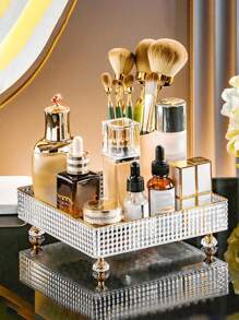 1 件透明化妆品收纳架，桌面整理托盘，适用于假日海滩、浴室收纳、卧室收纳，大容量 - 無色 - 查看 2