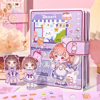 En storlek Papper Docka Mat Tur Modell : Blå Handgjord Bok Material Med För Skärande , Avslappning Och Scrapbook