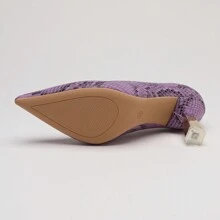 欧美风时尚高跟女鞋四季款2023新款高端优雅女士尖头粗跟低帮鞋 - 紫色 - 查看 7