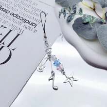 Pentagram Musical Note Guitar Shaped Mobile Phone Charm - Blue - View 4