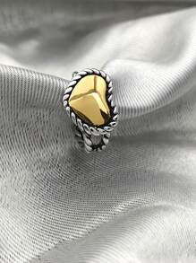 1pc Fashionable Vintage Stainless Steel Heart Shaped Open Ring, Adjustable Size. Great For Gifting Family Or Friends On Birthdays, Anniversaries, Valentine's Day, And Other Holidays. - Multicolor - View 2