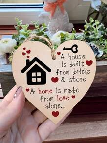 1 件乔迁贺礼，爱心木制心形装饰标牌，木制吊坠牌匾标牌，温馨家居装饰礼物，家居装饰，房间装饰，墙面装饰，厨房装饰 - 彩色 - 查看 1
