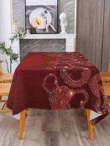 1入情人節紅酒杯和玫瑰花圖案印花桌布,愛的主題 - 多重色 - 查看 2