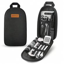 16入組露營廚具套裝,燒烤工具,家庭房車、帳篷、戶外廚房、便攜式爐具、野餐禮物必備 - 黑色 - 查看 5