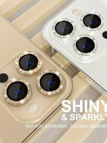 3PCS Metal Ring Protector Glass Compatible With Apple 14 13 11 12 Pro Max Mini Camera Lens Protection On Apple 11 14 Pro Max Gift For Birthday, Family, Friends Sparkling Crystal, Lens Protector, Phone Accessories