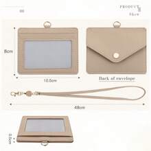 pu皮革徽章夹，带可调节伸缩快速释放扣，可分离，带旋转金属扣，适用于办公室、学校、学生、员工，可放置徽章、交通卡、ic卡和硬币，多功能徽章夹、月票夹、姓名，可垂直和水平使用，带有两个用于存放卡片的口袋和硬币口袋，由pu皮革制成，非常适合情人节礼物、新年礼物。卡片夹、卡片夹、钱包、名片夹、信用卡夹、教师挂绳，带身份证夹、卡片夹、女士迷你钱包、卡片钱包 - 灰色 - 查看 4