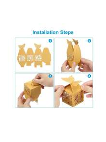 10pcs/Pack Party Gift Candy Paper Box With Hollow Cut Rose Flowers And Butterflies - Red - View 5