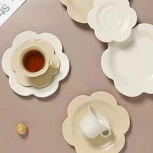 創意太陽花形咖啡杯和茶碟組,顏色多樣 - 米色 - 查看 4