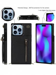 AWQUER Crossbody Wallet Back Case Compatible With Iphone 15 14 Plus 13 12 Mini 11 Pro Max 8 7 6 Plus SE 5G 2020 2022, PU Leather With Credit Card Slots Holder Kickstand Shockproof Phone Cover