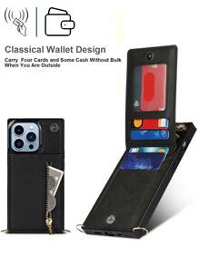AWQUER Crossbody Wallet Back Case Compatible With Iphone 15 14 Plus 13 12 Mini 11 Pro Max 8 7 6 Plus SE 5G 2020 2022, PU Leather With Credit Card Slots Holder Kickstand Shockproof Phone Cover