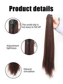 合成纖維假髮夾片馬尾 - Dark Brown - 查看 3