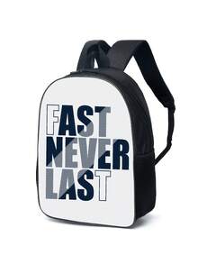 1pc Unisex Cute Printed Polyester Zipper Closure Simple Backpack Suitable For Traveling And Playing - White - View 1