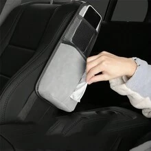 1pc Car Seat Side Gap Organizer, Armrest Storage Bag Net Pocket, Bag Hanger, Multi-Functional Car Interior Accessory For Car Storage - Grey - View 5
