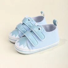 1 双男女通用卡通 PU 休闲鞋，带钩环，适合 0-18 个月婴儿，柔软防滑透气幼儿步行鞋，适合春秋季 - 淺藍色 - 查看 1