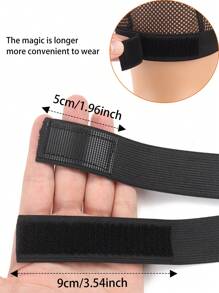 2 Stücke 3cm Schwarzer Rand Schmelz Band Für Perücken Verstellbaren Elastischen Band Für Herstellung Von Perückenkappen, Perückenzubehör Kopfband Für Lace Frontal - Schwarz - Übersicht 2