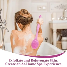 Back Shower Body Brush,Soft Bristles,Long Handle Back Scrubber Bath Mesh Sponge For Skin Exfoliating Bath,Bath Sponge Scrubber Brushes Handle(1pc) - Pink - View 1