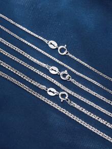 1條925純銀蕭邦鍊項鍊,女士日常佩戴和禮物的基礎鍊 - 銀色 - 查看 1