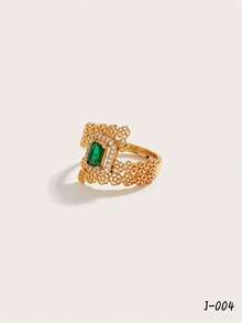 A Ring Accessory In , European And American Styles That Is Simple, Sweet, Exaggerated, Gold And Copper Made, Fashionable, High-End, Retro, Suitable For Women In Gulf Countries, For Outings, Casual Gatherings, Daily Dating, Christmas And Other Holidays. It Is Perfect For Gifting To Girlfriends Or Parents. - Gold - View 8