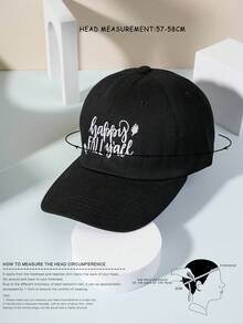 1 Pieza Gorra De Béisbol De Estilo Y2k Unisex Con Letras Bordadas, Protección Contra El Sol Al Aire Libre, Para Viajes Diarios En Verano - Negro - Ver 4