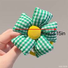 1 件女孩向日葵結設計兒童彈性髮帶 - 彈性、不打結、花髮帶、頭飾 - 綠色 - 查看 2