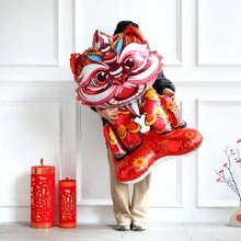 2024 New Year Chinese Spring Festival Decorations Including Large Standing Fu God And Lion Shaped Aluminum Balloons For Home, Party, And Festival Decoration - Multicolor 2 - View 3