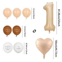 9pcs/Set Caramel Color Number Balloons (1-6) Birthday Party Decoration - Coffee Brown - View 2