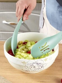 1pc Multifunctional Food Clip With Strainer & Separated Spoon, High-Temperature Resistant Baking Plastic Three-In-One Noodle Clip For Home - Mint Green - View 5