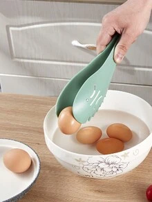 1pc Multifunctional Food Clip With Strainer & Separated Spoon, High-Temperature Resistant Baking Plastic Three-In-One Noodle Clip For Home - Mint Green - View 6