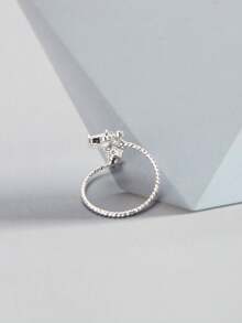 1 件女士鍍銀銅合金蝴蝶設計戒指,配方晶鋯石,非常適合日常佩戴和婚禮作為新娘戒指 - 銀色 - 查看 3