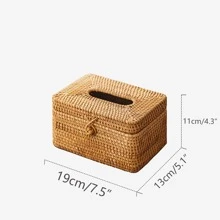 1pc 7.5 Inch Simple Style Clasp Rattan Tissue Box, Natural Yellow Autumn Vine Handmade Woven Napkin & Tissue Storage Container, Home Stuff, Table, Home Decorations, Home Organization And Storage, Room Decor Bedroom, Kitchen Accessories, Kitchen Tools, Organizer Kitchen, Travel, Holiday, Napkin Holder, Festival Family Gathering, For Home Kitchen Bedroom Living Room Dining Room, Home Decoration Accessories, Decorative Box, Women Wedding Gift, Summer Travel Holiday Festival Must-Have