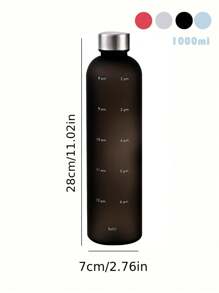1pc 1000ml Water Bottle, Modern Solid Color Drinking Bottle, Gift For Friends, For Outdoor & Gym - Black - View 1