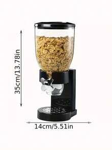 1pc Dual-Barrels Cereal Dispenser Container For Kitchen, Oatmeal Storage And Organization - Black Single Barrel - View 2