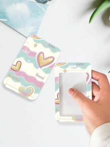 1個ins創意卡通學生校園卡片套,附缩縮彈性繩,適用於餐卡、公車卡、地鐵卡、工作證等 - 白色 - 查看 4