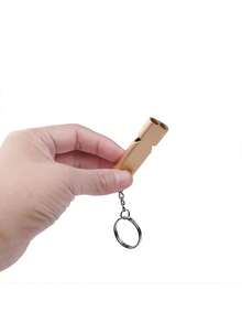 1入組兩色鋁制緊急口哨-戶外求生工具鑰匙扣 - 金色 - 查看 3
