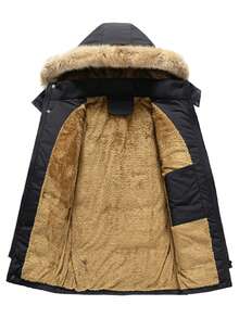 男士加厚保暖保暖内衬连帽棉服秋冬季健身服男 - 黑色 - 查看 3