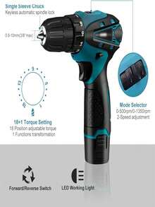 3 In 1 Cordless Impact Drill, Electric Screwdriver, Electric Drill, Electric Hammer Drill For Lithium Battery - 彩色 - 查看 3